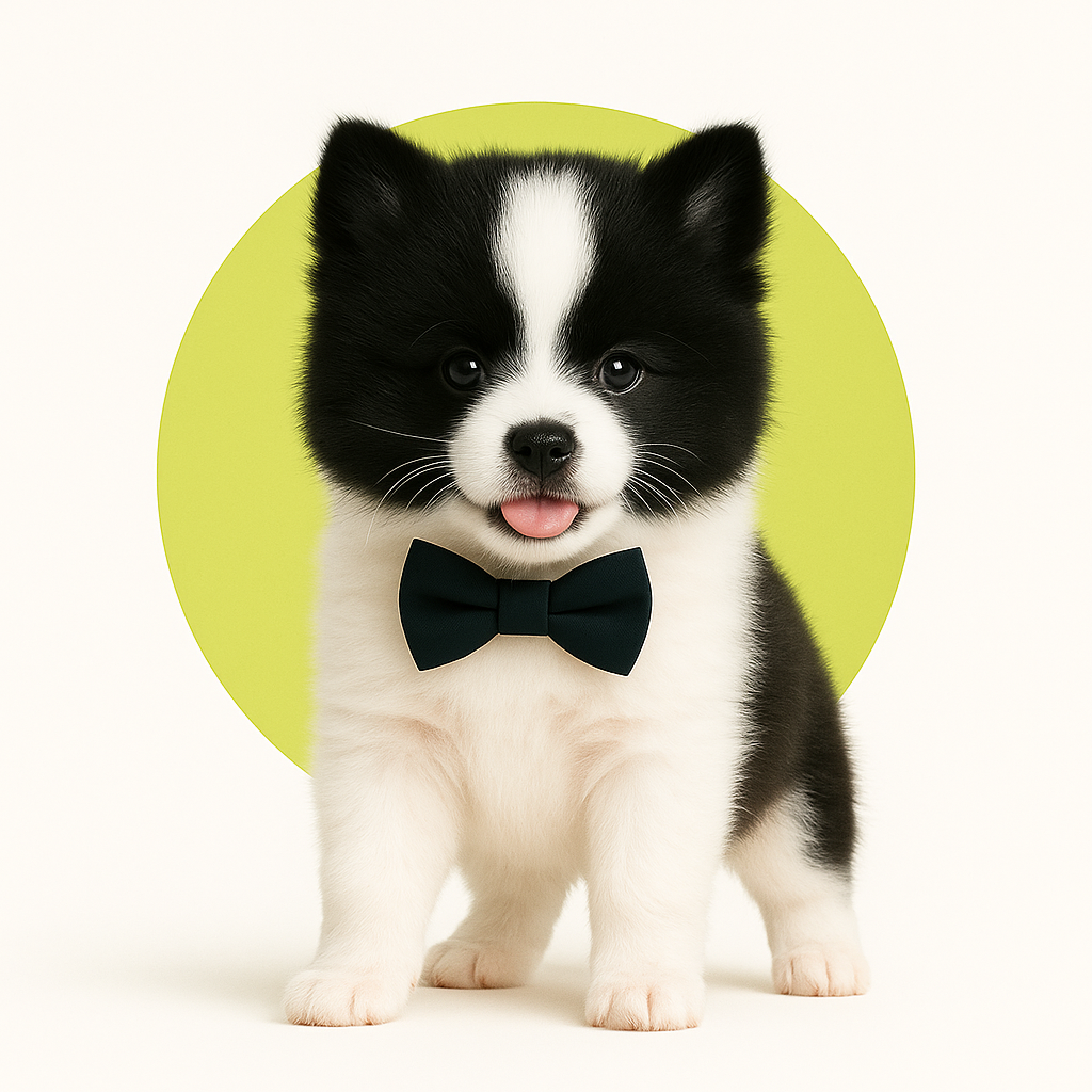Dapper Pomeranian in Lime Green__endoftext__