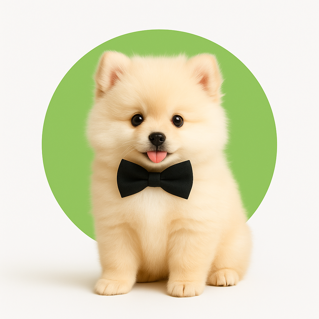 Fluffy Pomeranian with Bow Tie