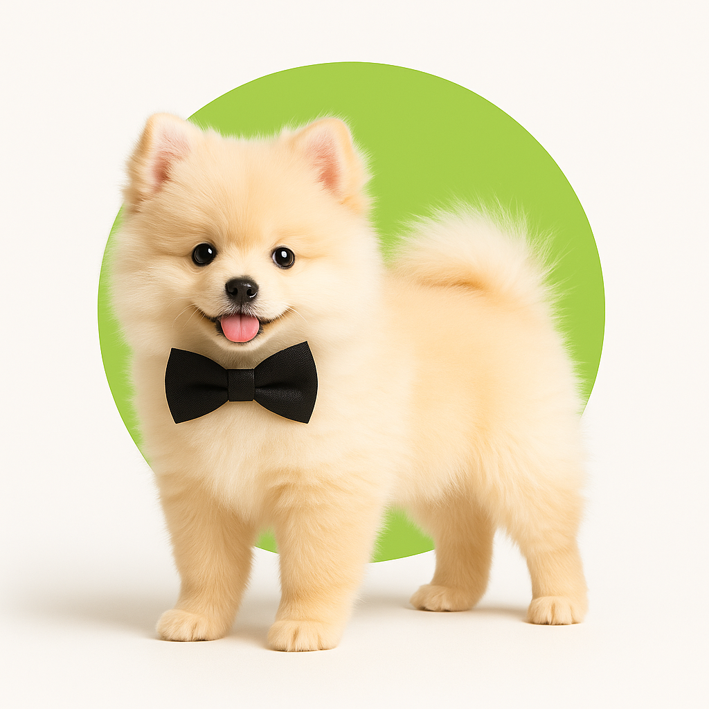 Fluffy Pomeranian with Green Accent