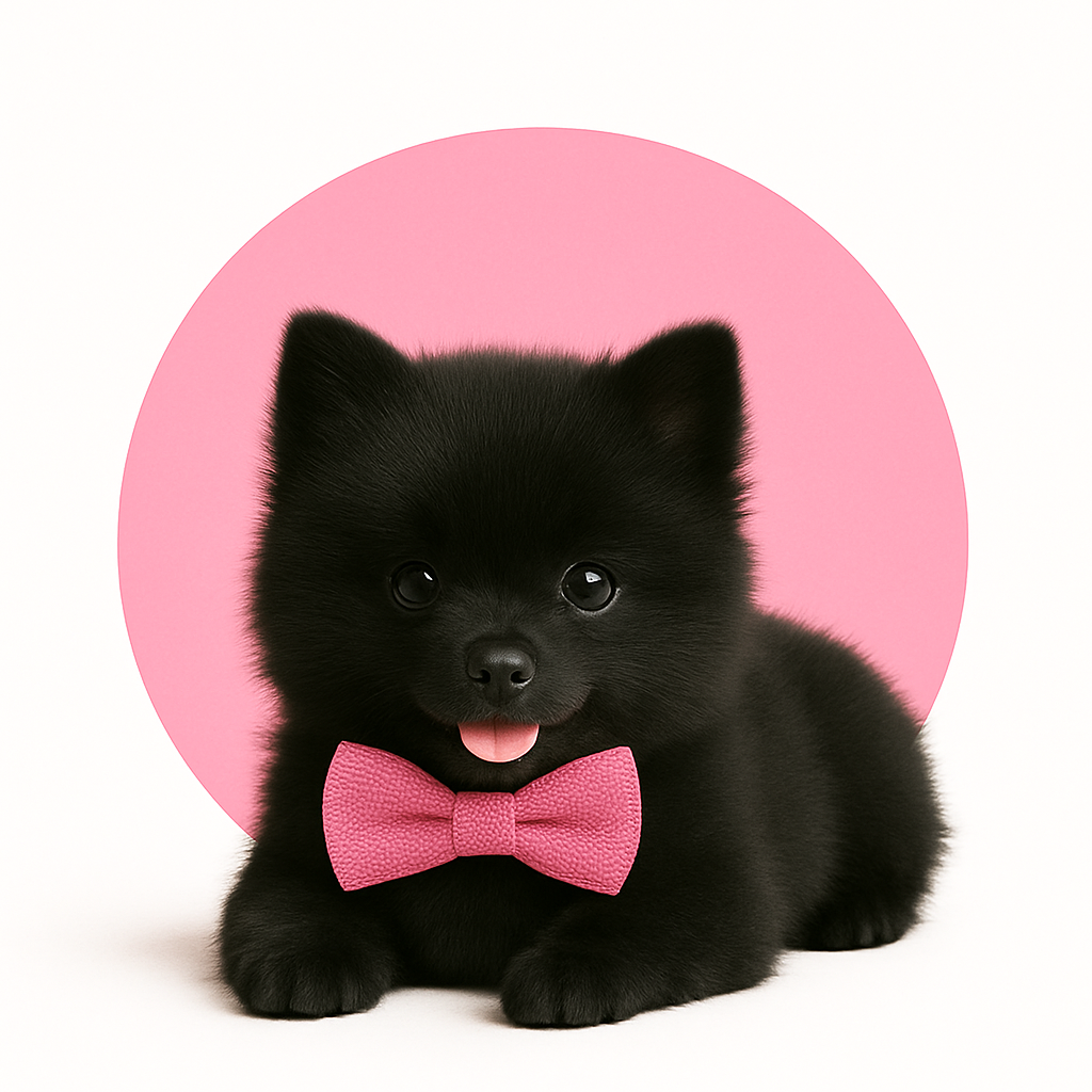 Fluffy Pomeranian with Pink Bowtie