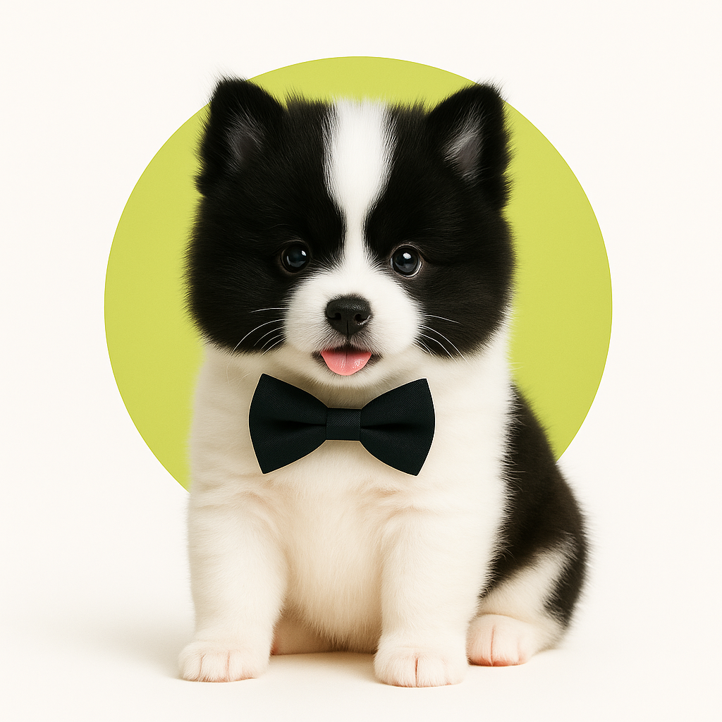 Puppy with Bow Tie and Green Accent